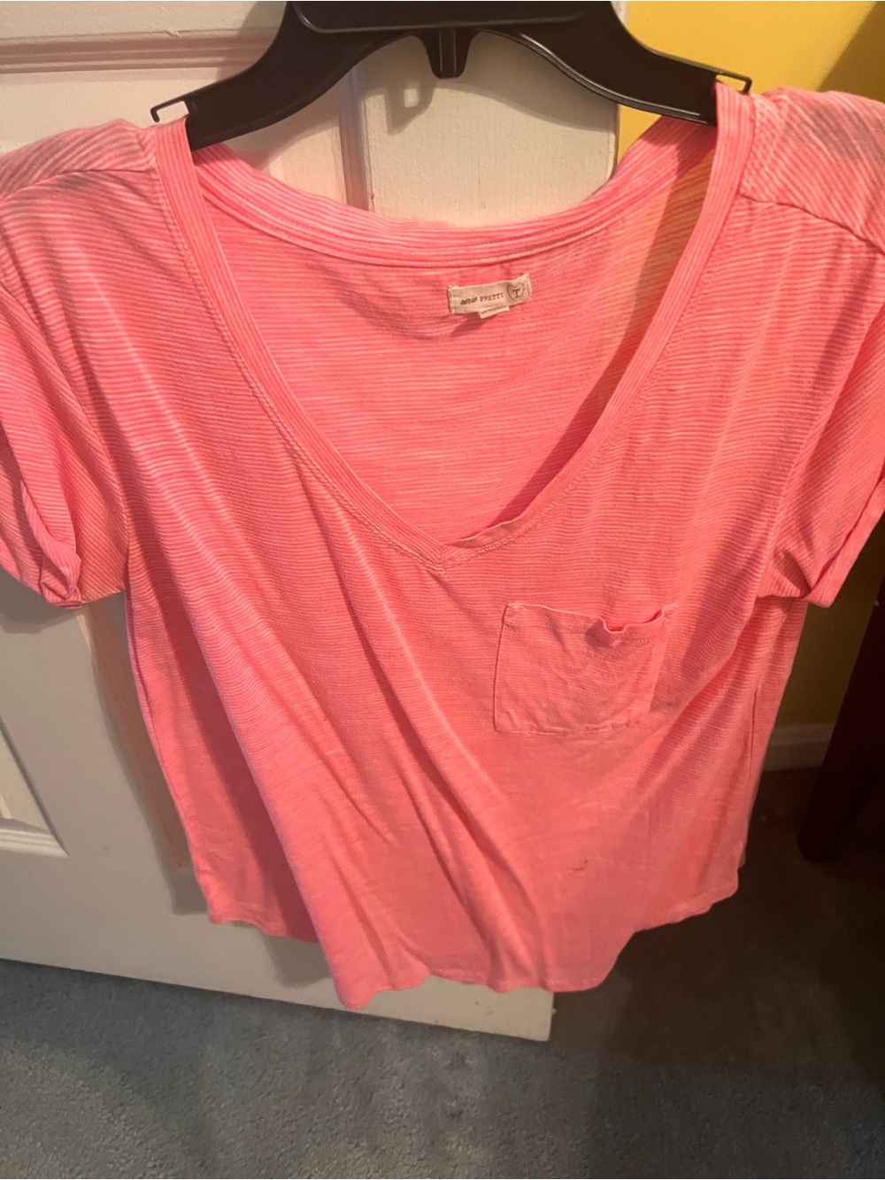 aerie Bright Pink V-Neck Pocket Tee